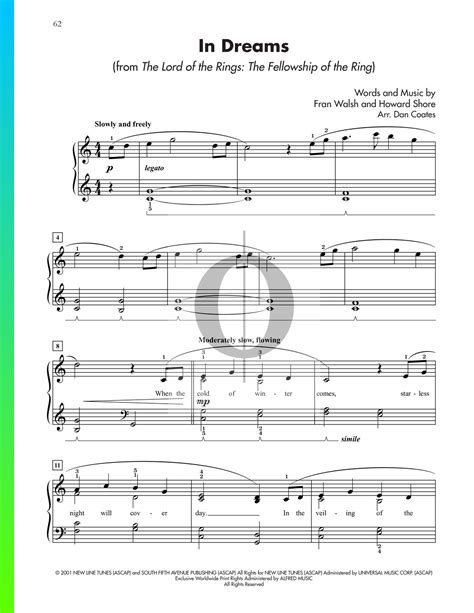 in dreams sheet music|More.